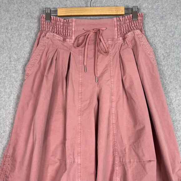 Anthropologie Pink Smocked Waist High Waist Wide Leg Parachute Pants Size Small - Picture 3 of 14